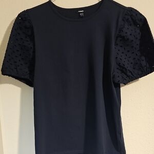 Express Navy Puff Sleeve Blouse
